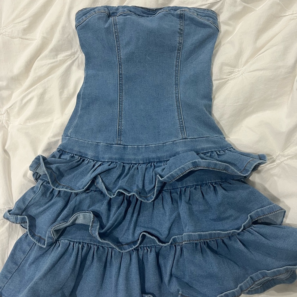 SHEIN Light Blue Denim Dress